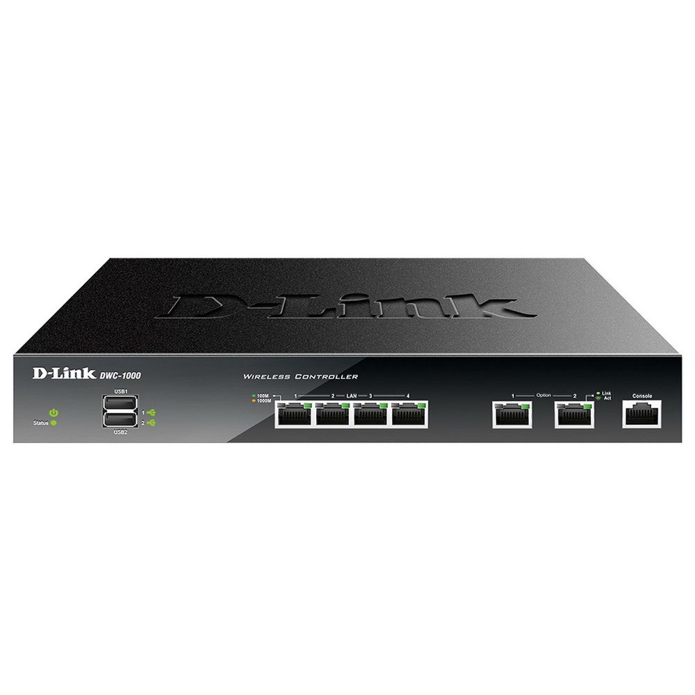 Коммутатор D-Link DWC-1000/C1A, PROJ WLAN Controller with 2x 10/100/1000Base-T Option ports, 4x 10/100/1000Base-T LAN ports, manage up to 12/66 Unified APs.2x 10/100/1000 BASE-T Gigabit Ethernet Option Ports, (DWC-1000/C1A)