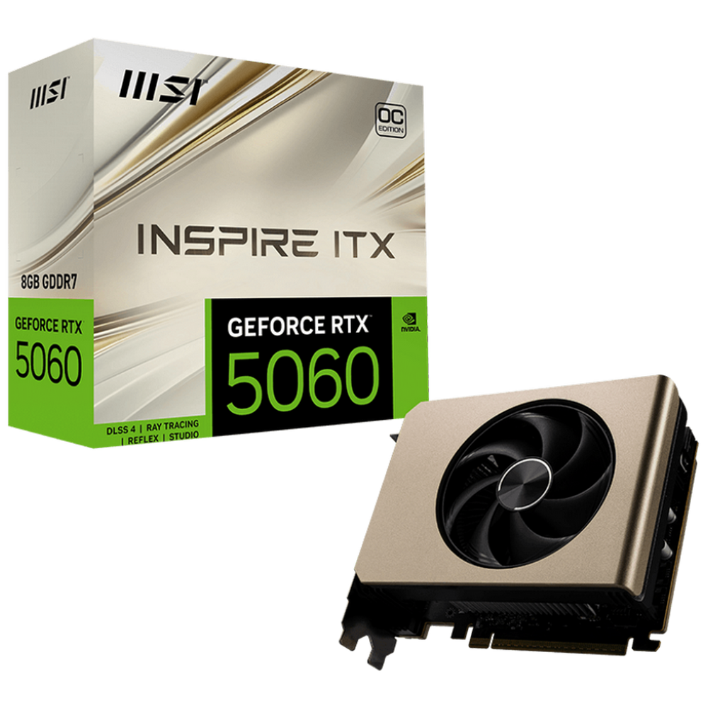 Видеокарта MSI RTX5060 INSPIRE ITX OC 8GB GDDR7 128bit 3xDP HDMI 2FAN RTL