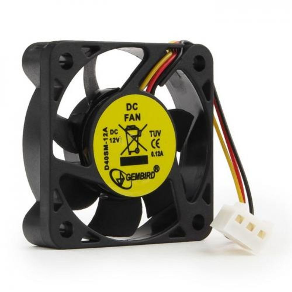 Вентилятор Gembird D40SM-12A 40x40x10, втулка, 3 pin, 7см {400} (012263)