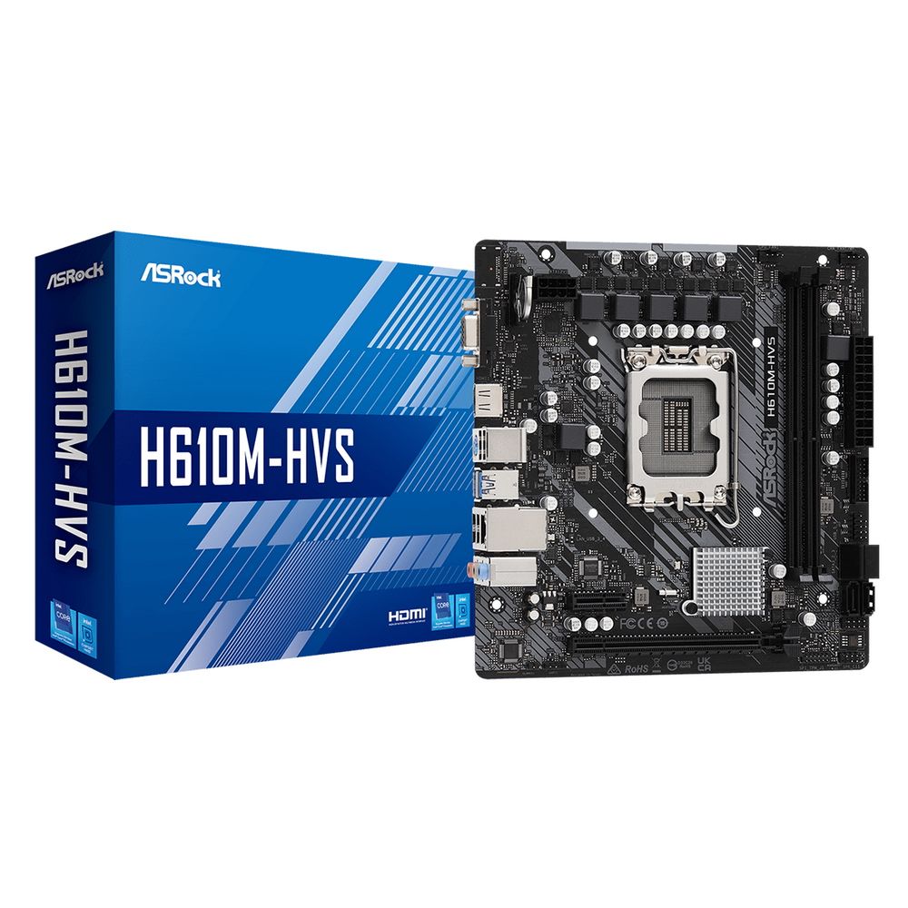Материнская плата Asrock H610M-HVS Soc-1700 Intel H610 2xDDR4 mATX AC`97 8ch(7.1) GbLAN RAID+VGA+HDMI