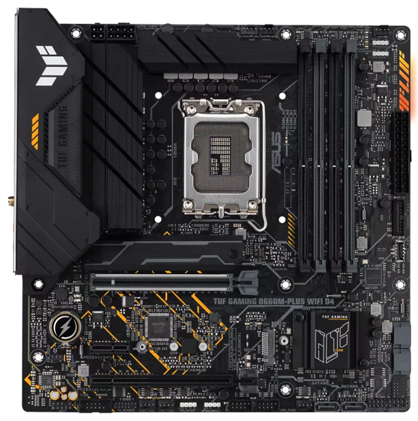 Материнская плата ASUS TUF GAMING B660M-PLUS WIFI D4, LGA1700, B660, 4*DDR4, DP+HDMI, CrossFireX, SATA3 + RAID, Audio, Gb LAN, USB 3.2*6, USB 2.0*6, COM*1 header (w/o cable), mATX ; 90MB1930-M0EAY0 (TUF GAMING B660M-PLUS WIFI D4)