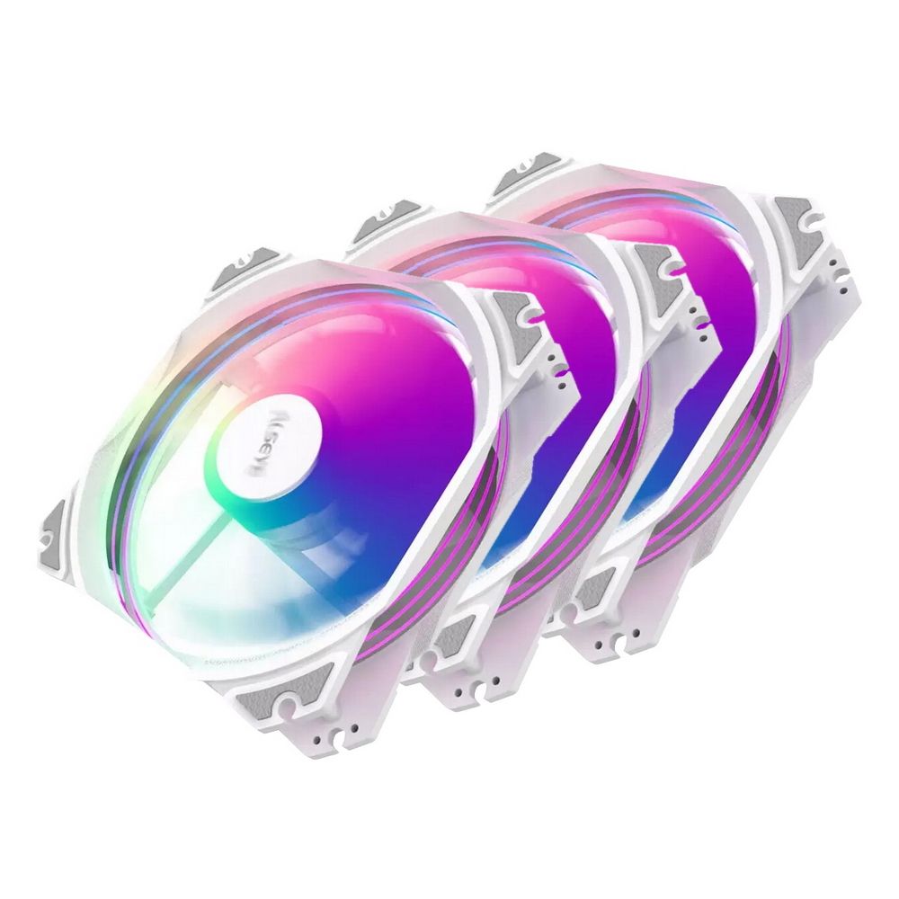M120-PWA KIT FAN 3*120mm, 800~1700rpm, 31~66CFM, 19.4~33.8dBA, AURA RGB, PWM + 3pin Aura, RTL