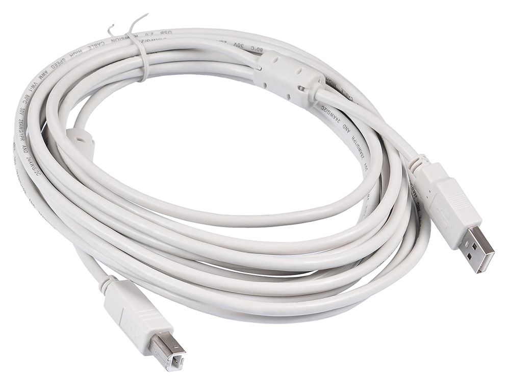 Кабель Buro USB2.0-AM/BM-5M-MG USB A(m) USB B(m) 5м феррит.кольца