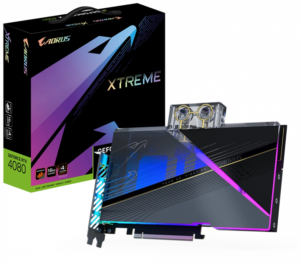 Видеокарта Gigabyte AORUS GeForce RTX 4080 XTREME WATERFORCE WB (GV-N4080AORUSX WB-16GD)