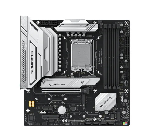 Материнская плата MAXSUN MS-Terminator B860M, LGA1851, B860, 4*DDR5, 4*SATA3, 3*M.2, USB 3.2, USB 2.0, Type-C, 1*PCIEx16, 1*PCIex4, 1*PCIex1, HDMI+DP, mATX