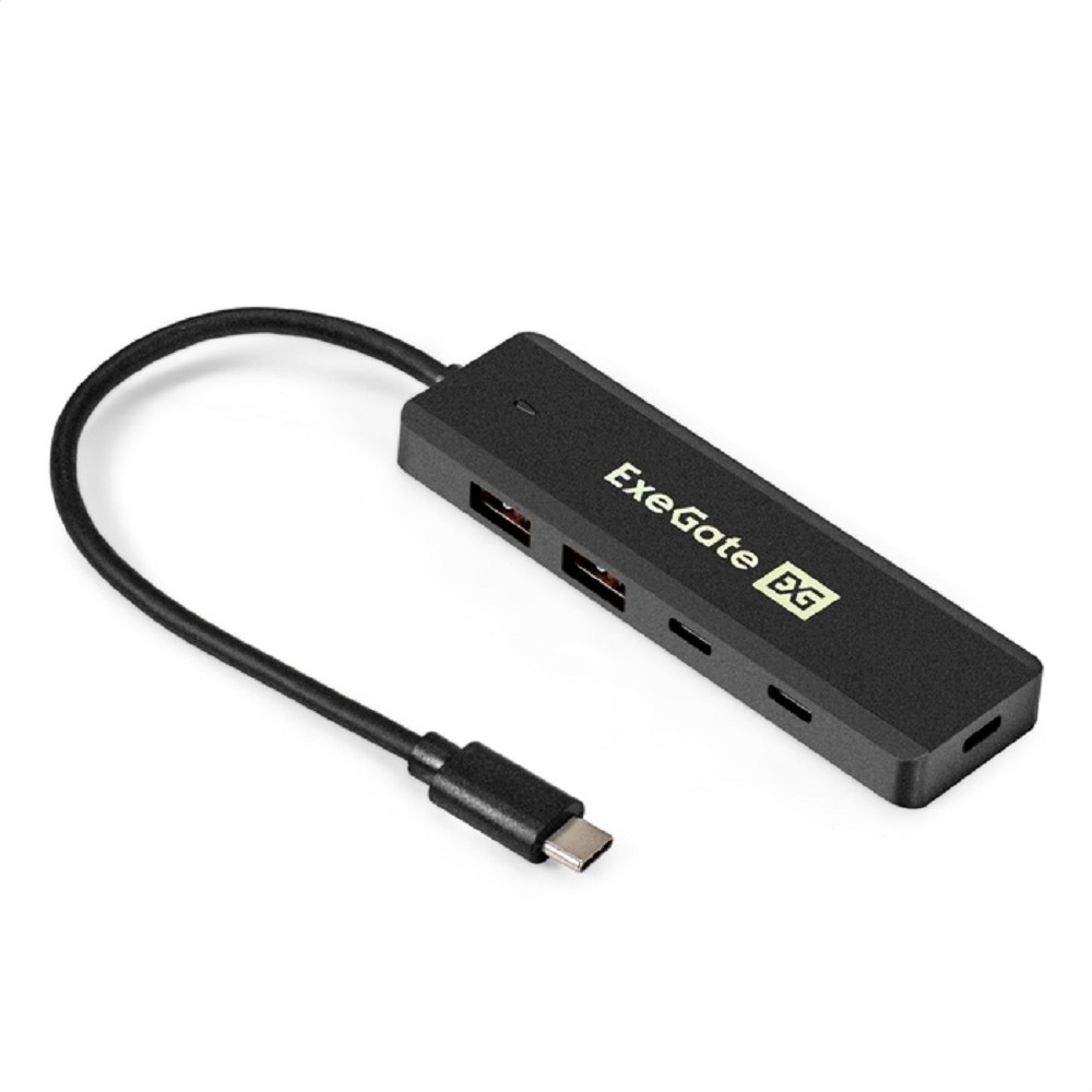 Exegate EX298169RUS USB-Хаб (концентратор) 4-в-1 ExeGate DUB-2C2P/10G (кабель-адаптер USB 3.2 Gen2 Type C --> 2xUSB3.2 Gen2 Type-A (10G)/2xUSB3.2 Gen2 Type-C (10G), SuperSpeed+ USB 10Gbps, Plug&Play