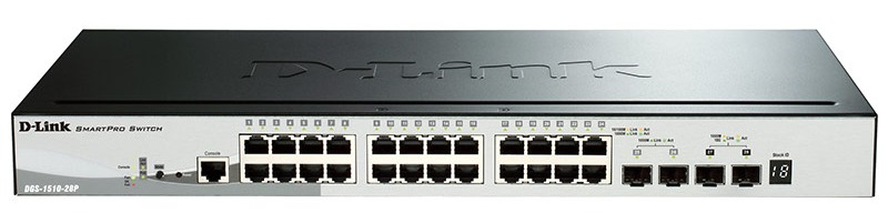 Коммутатор D-Link DGS-1510-28P/A1A 24G 2SFP 2SFP+ 24PoE 193W управляемый