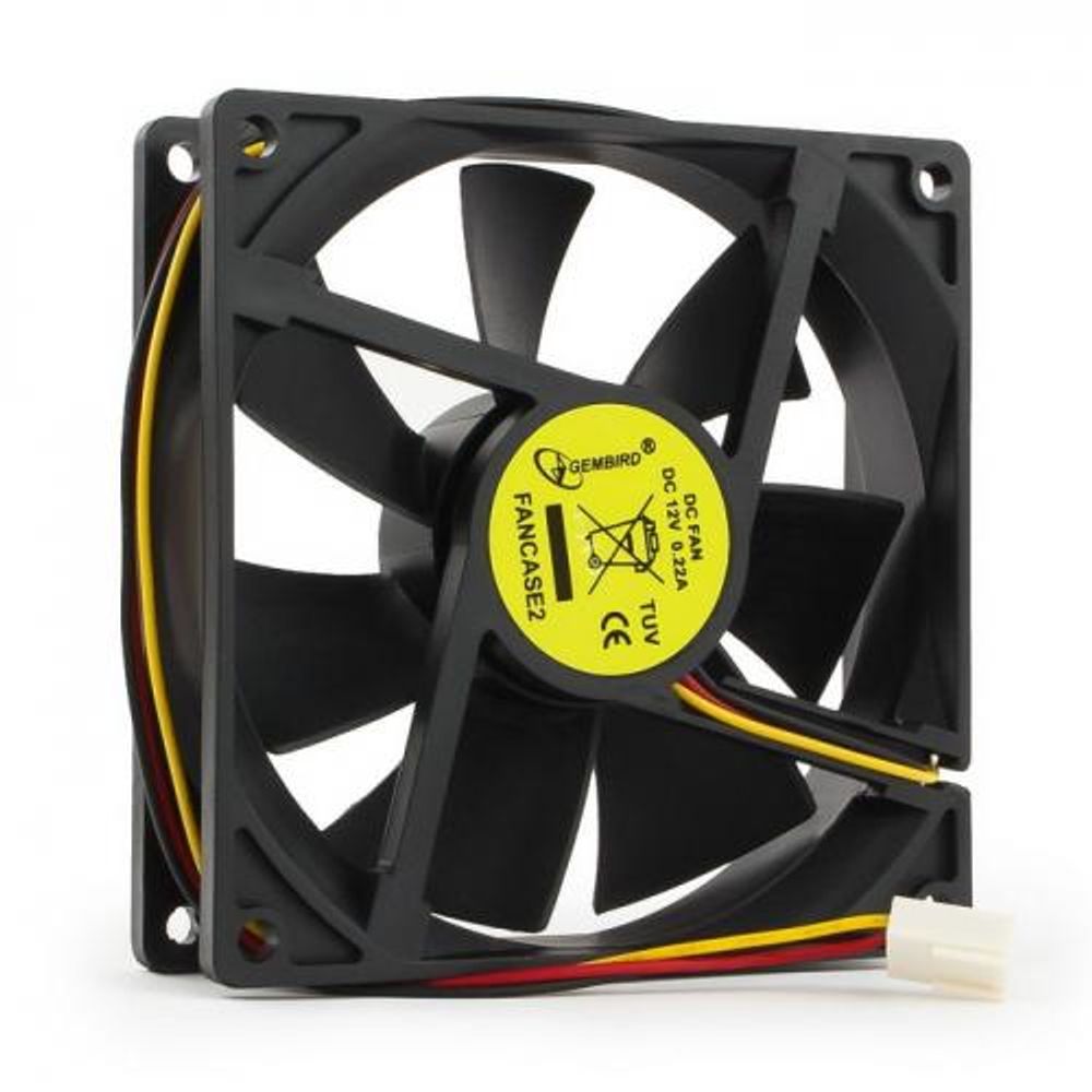 Вентилятор Gembird FANCASE2 92x92x25, втулка, 3 pin, провод 30 см {100} (033329)