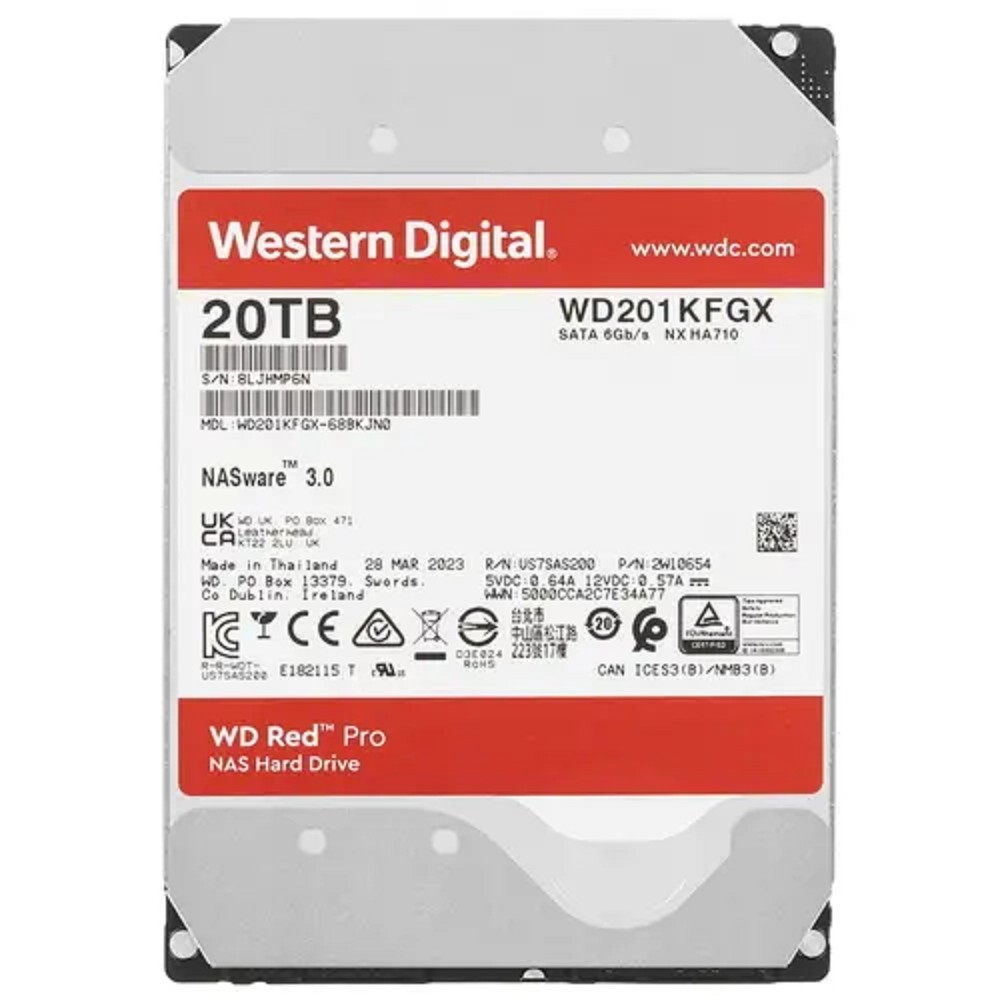 20TB WD Red Pro (WD201KFGX) {Serial ATA III, 7200- rpm,512Mb, 3.5"}