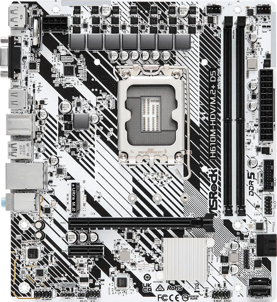 Материнская плата Asrock H610M-HDV/M.2+ D5, Socket 1700, 2xDDR5-4800 в Санкт-Петербурге