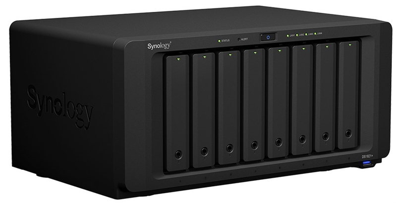 Схд Synology QC2,2GhzCPU/4GbDDR4(upto32)/RAID0,1,10,5,6/upto 8hot plug HDD SATA(3,5' or 2,5')(upto18 with 2xDX517)+ 2 M2 slots/4xUSB3.2/2eSATA/4GigE(+1Expslot)/iSCSI/2xIPcam(upto40)/1xPS/3YW repl DS1819+ (DS1821+)