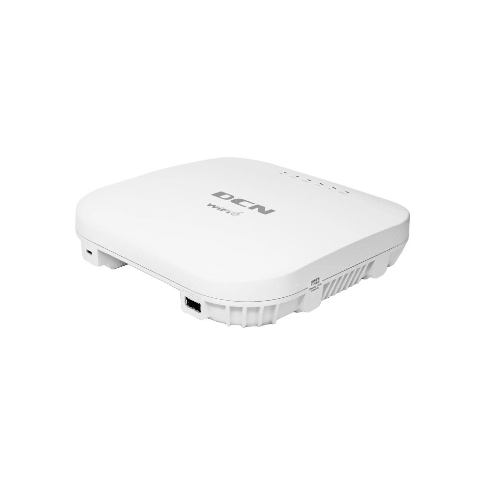 DCN new generation wifi6 indoor AP, tri-band and total 14 spatial streams , IEEE 802.11a/b/g/n/ac/ax supported (2.4GHz 44, first 5GHz 88 and second 5GHz 22, fat/fit, default no power adapter), could be managed by DCN AP controller