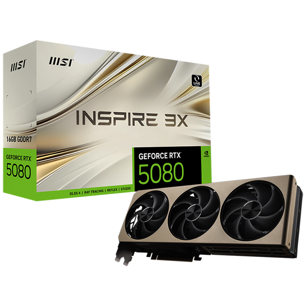 Видеокарта MSI RTX5080 INSPIRE 3X 16GB GDDR7 256bit 3xDP HDMI 3FAN RTL