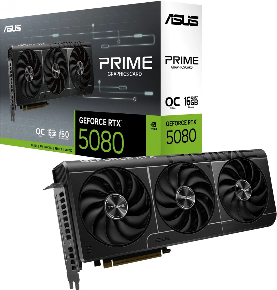 Видеокарта ASUS PRIME-RTX5080-O16G RTX5080,HDMI,DP*3,16G,D7; 90YV0LX0-M0NA00