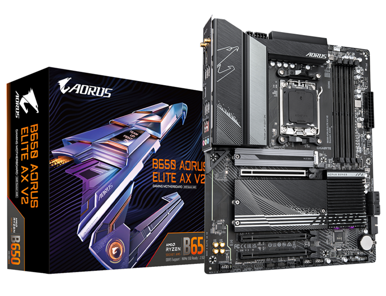 Материнская плата GIGABYTE B650 AORUS ELITE AX V2, AM5, B650, 4*DDR5, DP+HDMI, 4 SATA 6 Гб/с, M2, Audio, Gb LAN, USB 3.2, USB 2.0, Type-C, ATX (B650 AORUS ELITE AX V2)