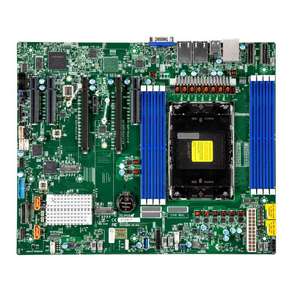 Supermicro MBD-X13SEI-F-B 1xLGA-4677, Intel Xeon SP gen 4, Intel C741, 8x DDR5 4800/4400/4000 MHz. 2x1Gbe Base-T i210+1xMgmt LAN, 10xSATA3, 2xSATA-DOM, 4xUSB 3.2, 2xPCI-Ex16+3xPCI-E x8+2xMCIOx8, 2xM.