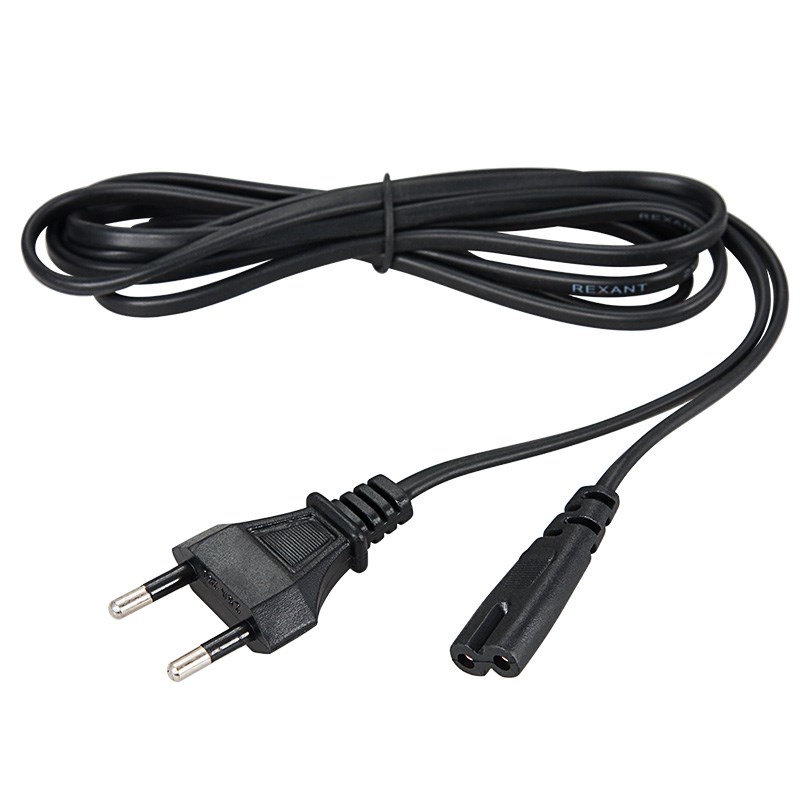 Шнур сетевой, вилка - евроразъем С7, кабель 2x0,5 мм2, длина 1,8 метра (PE пакет) REXANT