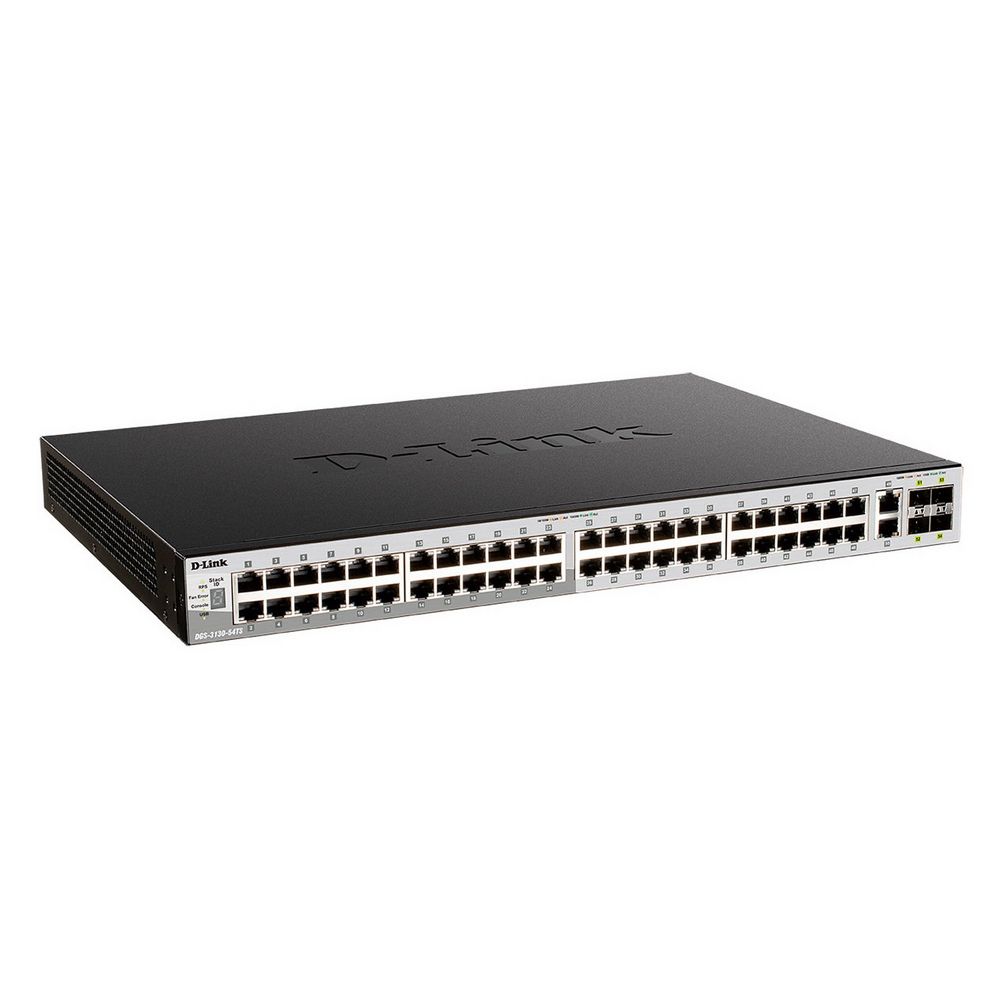 Коммутатор D-Link DGS-3130-54TS/B1A, L3 Managed Switch with 48 10/100/1000Base-T ports and 2 10GBase-T ports and 4 10GBase-X SFP+ ports.16K Mac address, SIM, USB port, IPv6, SSL v3, 802.1Q VLAN,GVRP, 802.1v (DGS-3130-54TS/B1A)