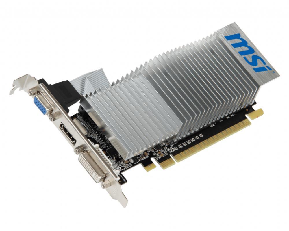 Видеокарта MSI NVIDIA GeForce 210 1 Гб DDR3 64 бит PCIE 2.0 16x Memory 1000 МГц GPU 589 МГц 1xРазъем 15pin D-sub 1xВыход DVI-D 1xВыход HDMI N210-1GD3/LP