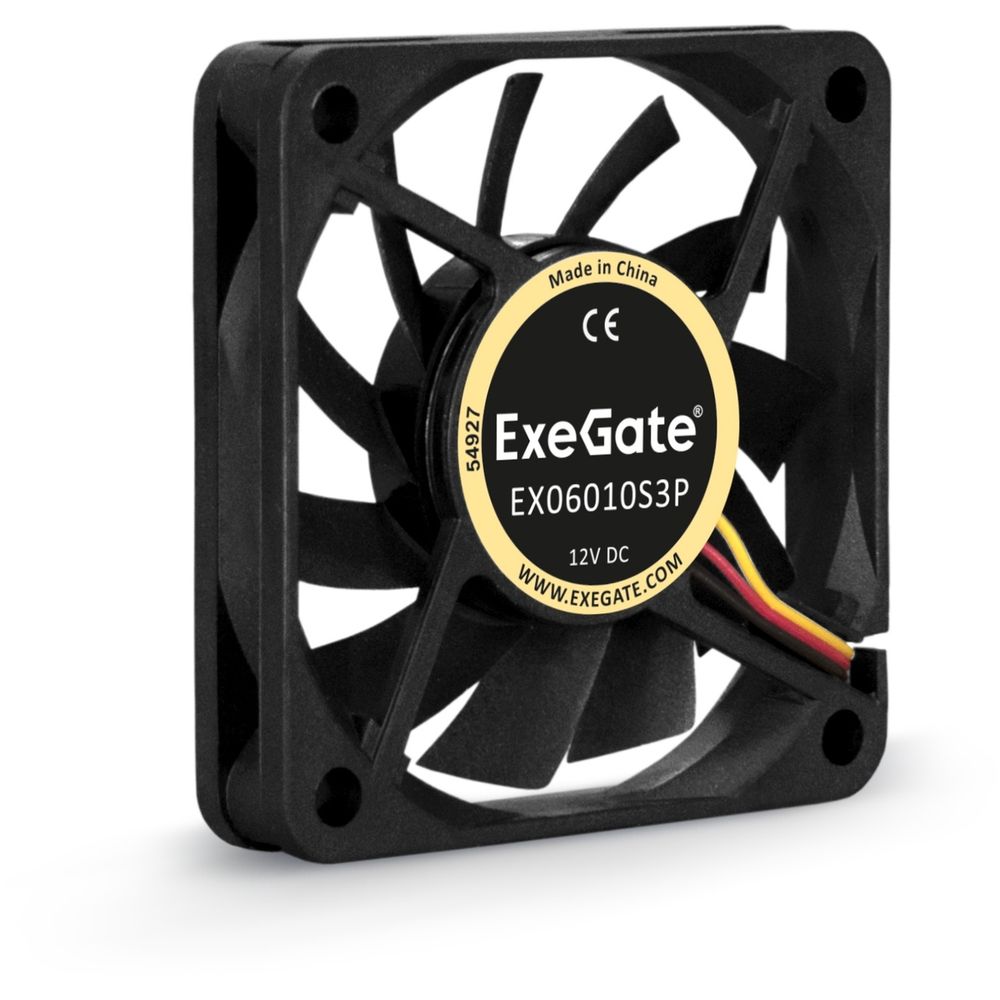 Вентилятор 12В DC ExeGate EX06010S3P 60x60x10 мм, Sleeve bearing (подшипник скольжения), 3pin, 2500RPM, 20.5dBA
