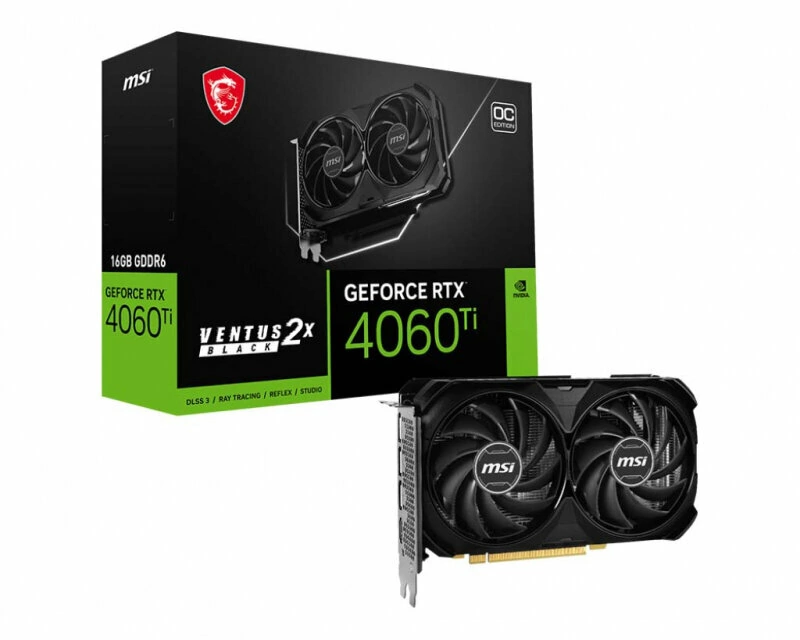 Видеокарта MSI NVIDIA GeForce RTX 4060Ti VENTUS 2X, 16Gb DDR6 (RTX 4060 Ti VENTUS 2X BLACK 16G)