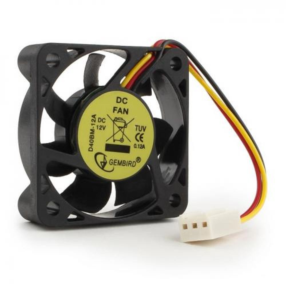 Вентилятор Gembird D40BM-12A 40x40x10, подшипник, 3 pin, провод 7 см {400} (058599)