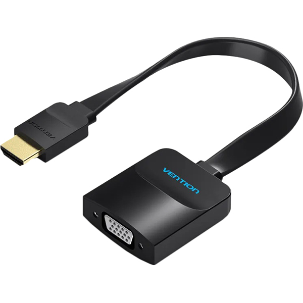 Мультимедиа конвертер Vention HDMI > VGA + аудио, гибкий, плоский Мультимедиа конвертер Vention HDMI 19М/VGA F/mini Jack 3.5 mm F/micro USB 2.0 Type B F (ACKBB)