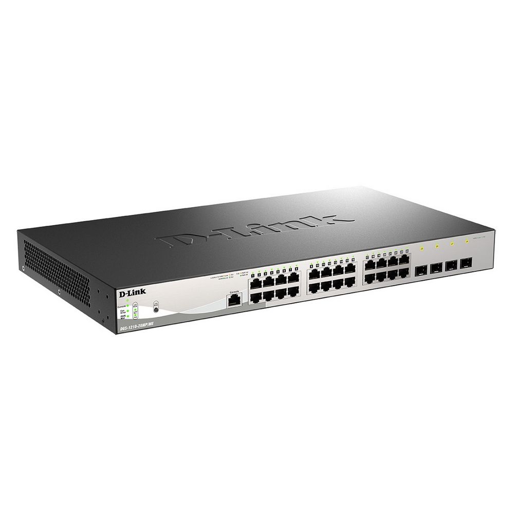 Коммутатор D-Link DGS-1210-28MP/ME/B2A, PROJ L2 Managed Switch with 24 10/100/1000Base-T ports and 4 1000Base-X SFP ports (24 PoE ports 802.3af/802.3at (30 W), PoE Budget 370 W).16K Mac address, 802.3x Flow Co (DGS-1210-28MP/ME/B2A)