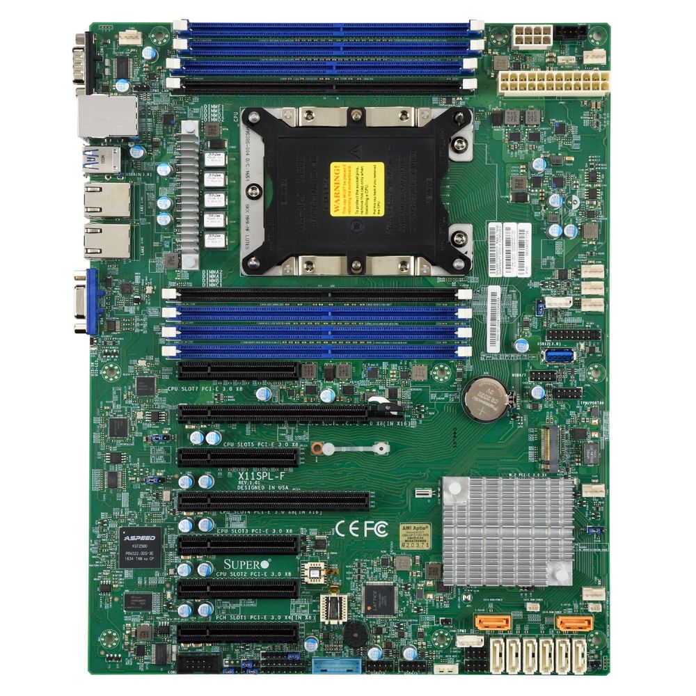 Материнская плата Supermicro Motherboard 1xCPU X11SPL-F 2nd Gen Xeon Scalable 165W/ 8xDIMM/ 8xSATA/ C621 RAID 0/1/5/10/ 2xGE/ 2xPCIex8(16), 4xPCIex8,1xPCIex4/ M.2(ATX)(Bulk) (MBD-X11SPL-F-B)