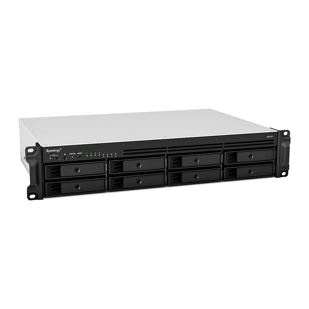 Система хранения данных Synology Rack 2U, QC2.2GHzCPU/4GbDDR4(upto32)/RAID0,1,5,6,10/upto 8 hot plug HDDs SATA(3,5'or2,5')(upto 12 with RX418)/2xUSB3.2/1eSATA/iSCSI/4xGbE(+1Expslot)/2xIPcam(upto 40)/norail repl RS1219+ (RS1221+)