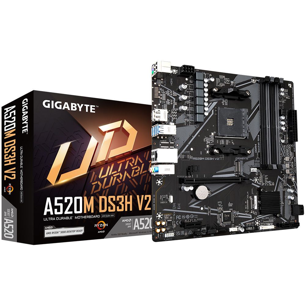 Материнская плата GIGABYTE A520M DS3H V2, SocketAM4, AMD A520, mATX, Ret