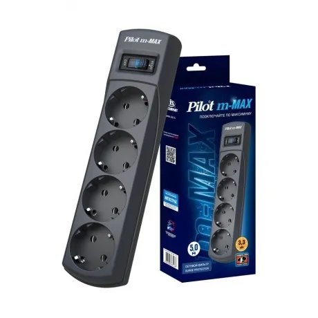 Сетевой фильтр Pilot m-MAX 5м (4 розетки) черный в Санкт-Петербурге