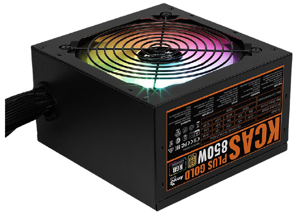 Блок питания Aerocool KCAS PLUS GOLD 850W <850W, ATX v2.4, APFC, Fan ARGB 12cm, 80+ Gold, Retail> (KCAS PLUS GOLD 850W)