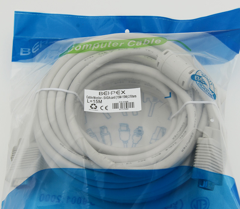 Кабель CABLE15 DB15 (m) DB15 (m) 15м феррит.кольца серый