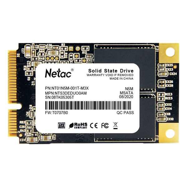 Ssd накопитель Netac SSD N5M mSATA SATAIII 3D NAND 1TB, R/W up to 560/520MB/s, 3y wty (NT01N5M-001T-M3X)