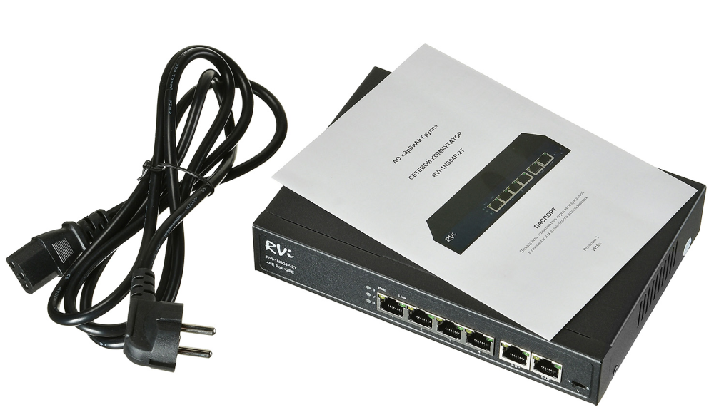 Коммутатор неуправляемый 6 портов RJ45 10 100 Мб/с PoE 65Вт