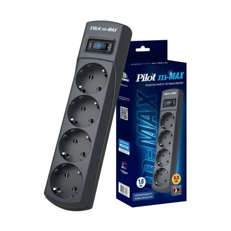 Сетевой фильтр Pilot m-MAX 1.8м (4 розетки) черный в Санкт-Петербурге