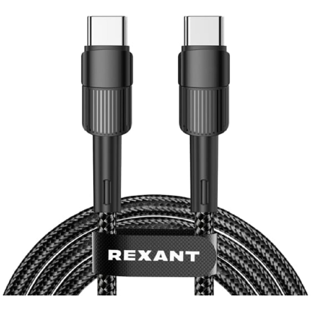 Rexant (18-7071) Кабель Type-C – Type-C, 3A, 60Вт, 1м, в черной нейлоновой оплетке