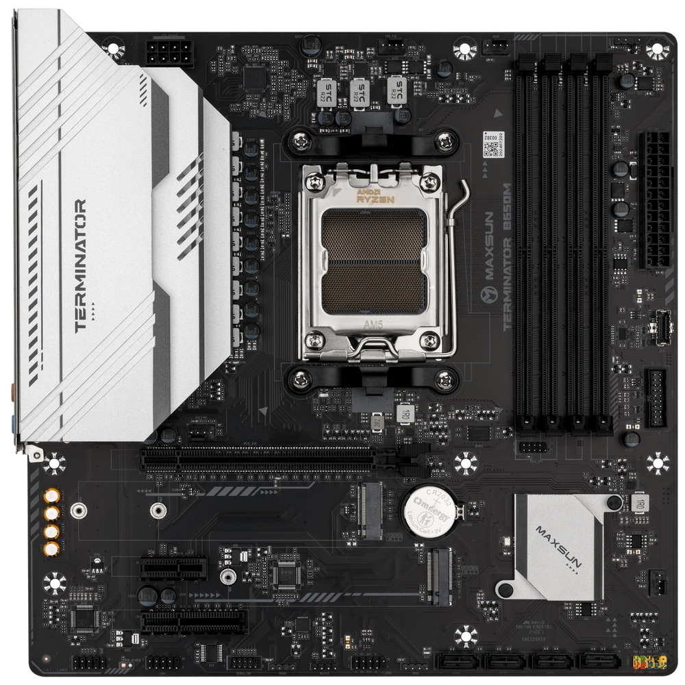 Материнская плата Maxsun MS-Terminator B650M B650, AM5, 4*DDR5, 1*PCIEx16, 1*PCIEx4, 1*PCIEx1, 2*M.2, 2*TypeC, 6*USB3.2Gen1, 6*USB2.0, 4*SATA3.0, 2.5G, DP, HDMI, M-ATX, RTL