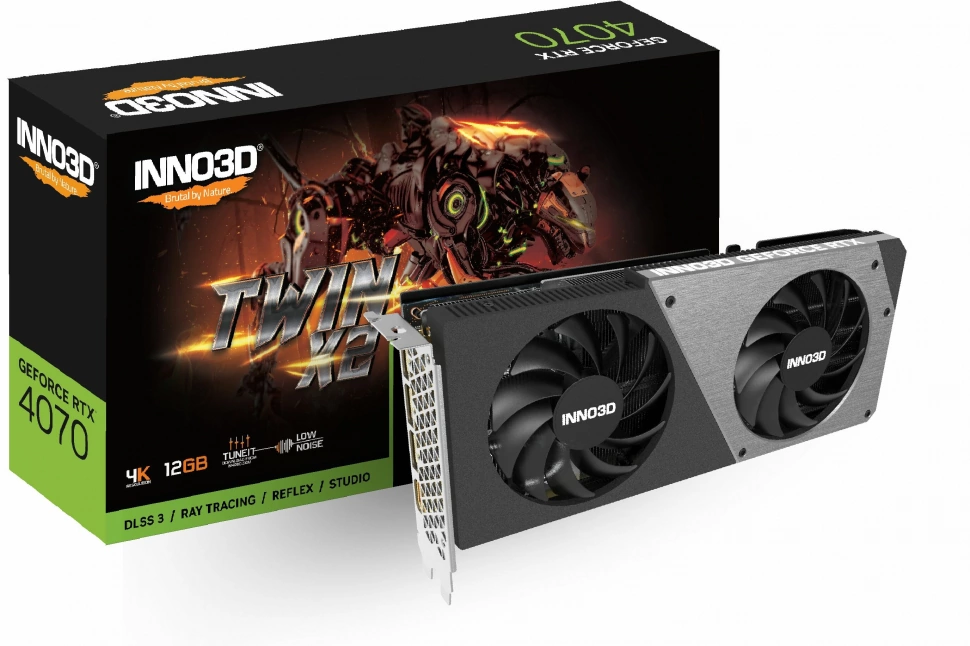 Видеокарта Inno3D GeForce RTX4070 Twin X2 (N40702-126X-185252N)