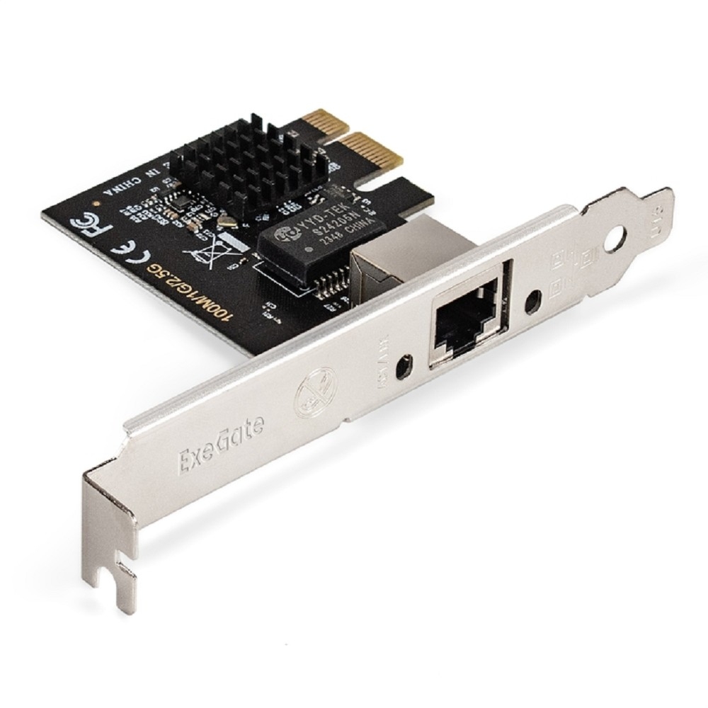 Exegate EX296212RUS Сетевой адаптер ExeGate EXE-251 (PCI-E x1 v2.0, 1xRJ45, UTP 100Mbps/1000Mbps/2.5Gbps RTL8125B)