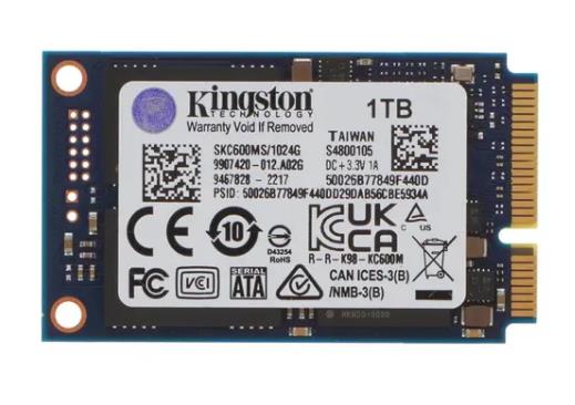 Твердотельный диск 1TB Kingston KC600 SSD mSАТА 2.5" [R/W - 550/520 MB]