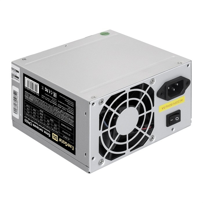 Exegate EX292145RUS-PC Блок питания 650W ExeGate CP650 (ATX, PC, 8cm fan, 24pin, 4+4pin, PCI-E, 3xSATA, 2xIDE, кабель 220V в комплекте)