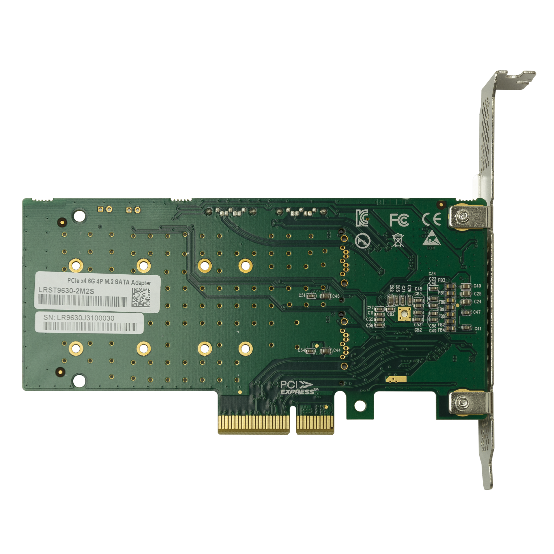 Переходной адаптер PCIe 2.0 x4 на 2xM.2 и 2xSATA, RAID 0,1