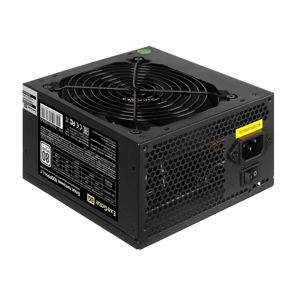 Exegate EX292152RUS-OEM-S Блок питания 800W ExeGate 80 PLUS® 800PPH-LT-OEM (ATX, APFC, SC, КПД 82% (80 PLUS), 12cm fan, 24pin, (4+4)pin, PCIe, 5xSATA, 3xIDE, кабель 220V с защитой от выдергивания, bla