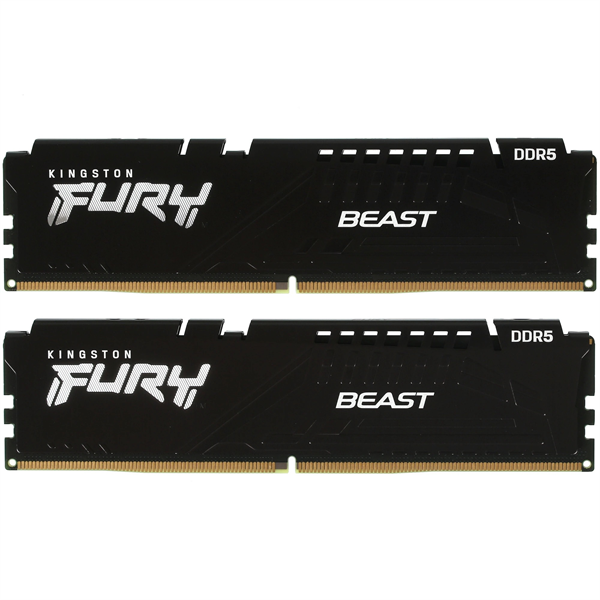 Модуль памяти DDR 5 DIMM 32Gb PC41600, 5200Mhz, Kingston FURY Beast Black CL40 (KF552C40BB2-3) (retail)
