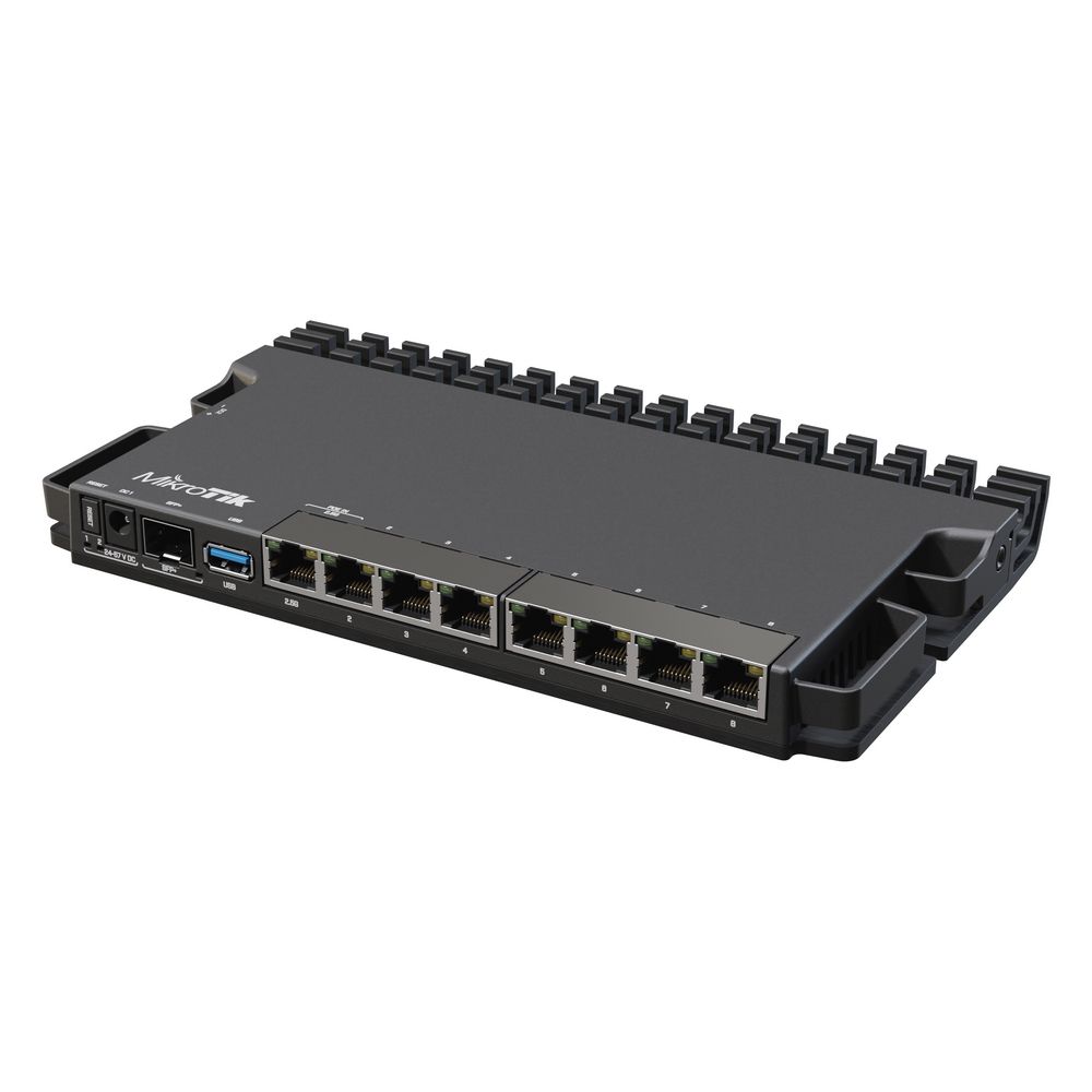 Маршрутизатор MikroTik RouterBORD 5009UG+S+ with Marvell Armada ARMv8 CPU (4-cores, 1.4GHz per core), 1GB of DDR4 RAM, 1GB NAND storage, 1x 2.5Gbit LAN, 7x 1Gbit LAN, 1xSFP+ port, RouterOS L5, metal desktop case, P (RB5009UG+S+IN)