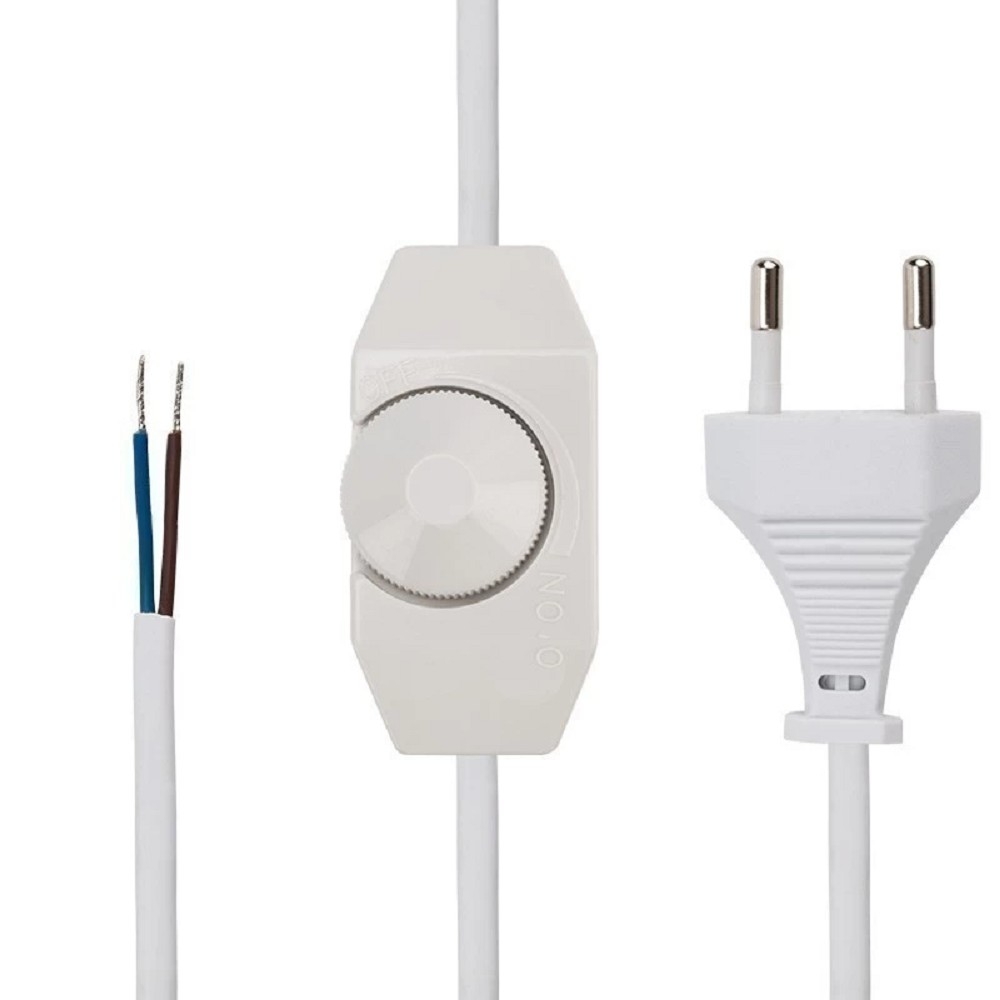 Rexant (11-1139) Шнур сетевой с диммером, 2х0,75 мм? 2м белый