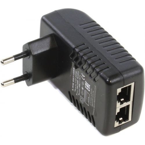 ORIENT SAP-48POE, PoE инжектор питания 24 Вт, AC 100-240V/ DC 48V, 0.5A, вход: RJ45 LAN 10/100, выход: RJ45 PoE тип B (4/5+,7/, совместим с оборудованием PoE IEEE 802.3af, уст.в розетку (29968)