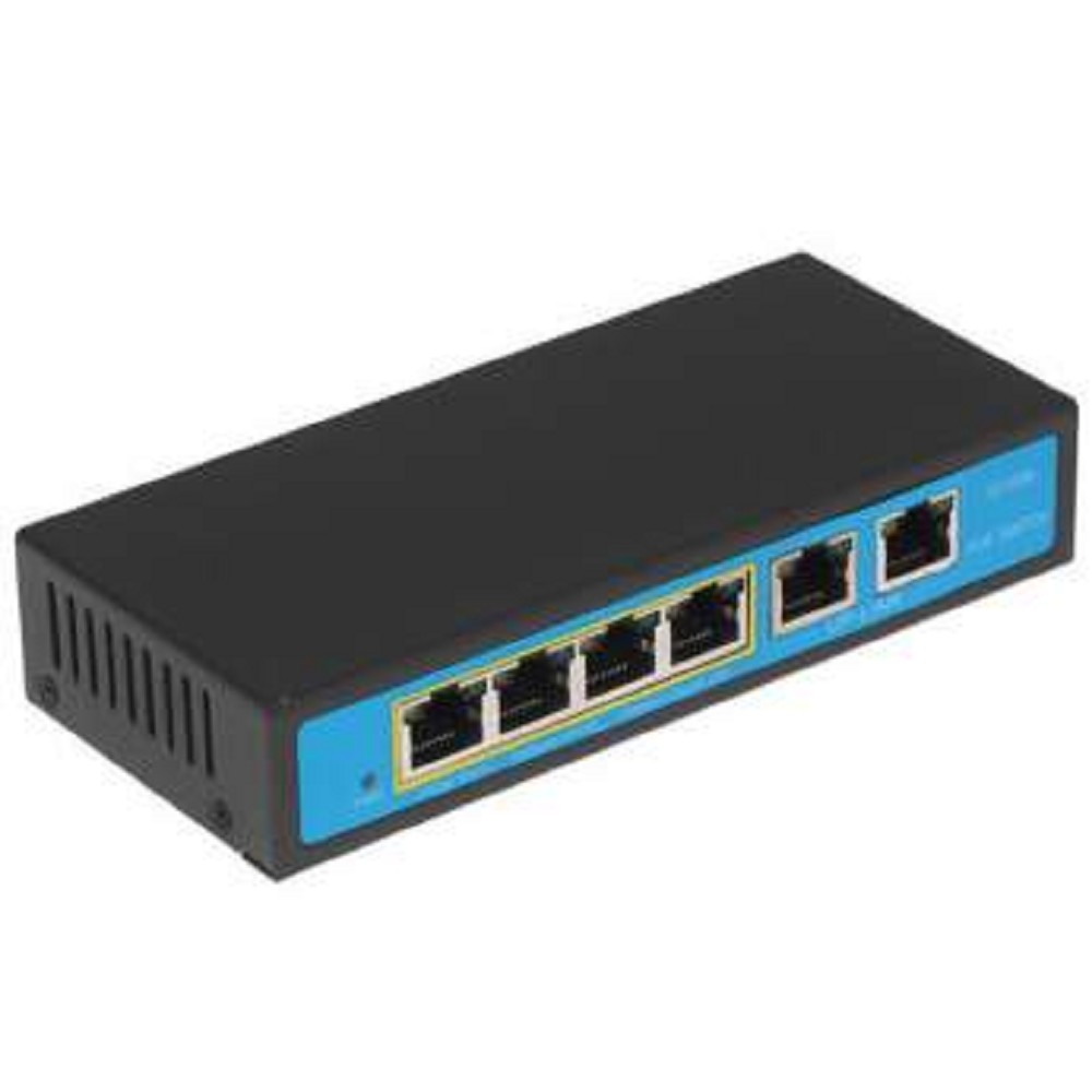 ORIENT SWP-7504POE/2P, PoE коммутатор 4 порта, 4xPoE 100Mbps + 2xUplink 100Mbps, Bandwidth 1.2Gbps, PoE-A (1/2+,3/6-), IEEE802.3af/at, мощность до 96Вт, дальность 100 метров, внешний БП